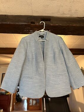 Talbots Light Blue Textured Open-Front Blazer